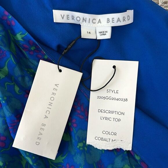 NWT Veronica Beard Lyric Floral Silk One Shoulder Top in Cobalt Multi $348 sz 14 - Picture 15 of 16